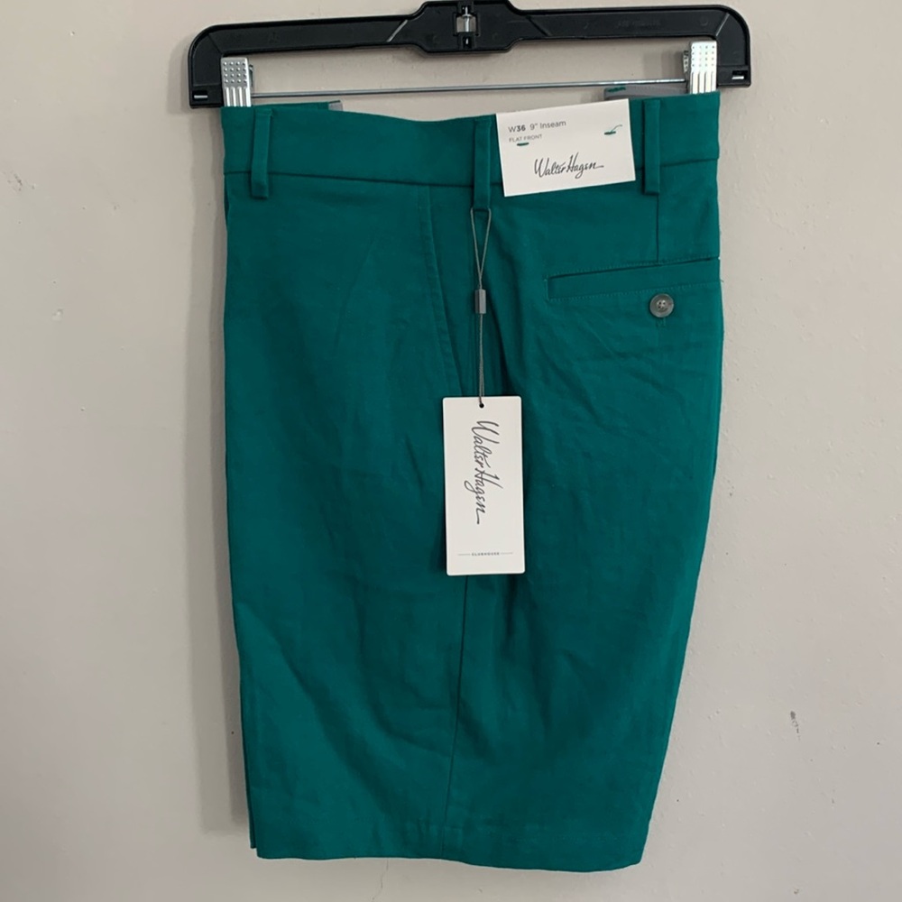 Walter Hagen Flat Front Clubhouse Linen Golf Short, Men’s Sz 36, Clubhouse Green
